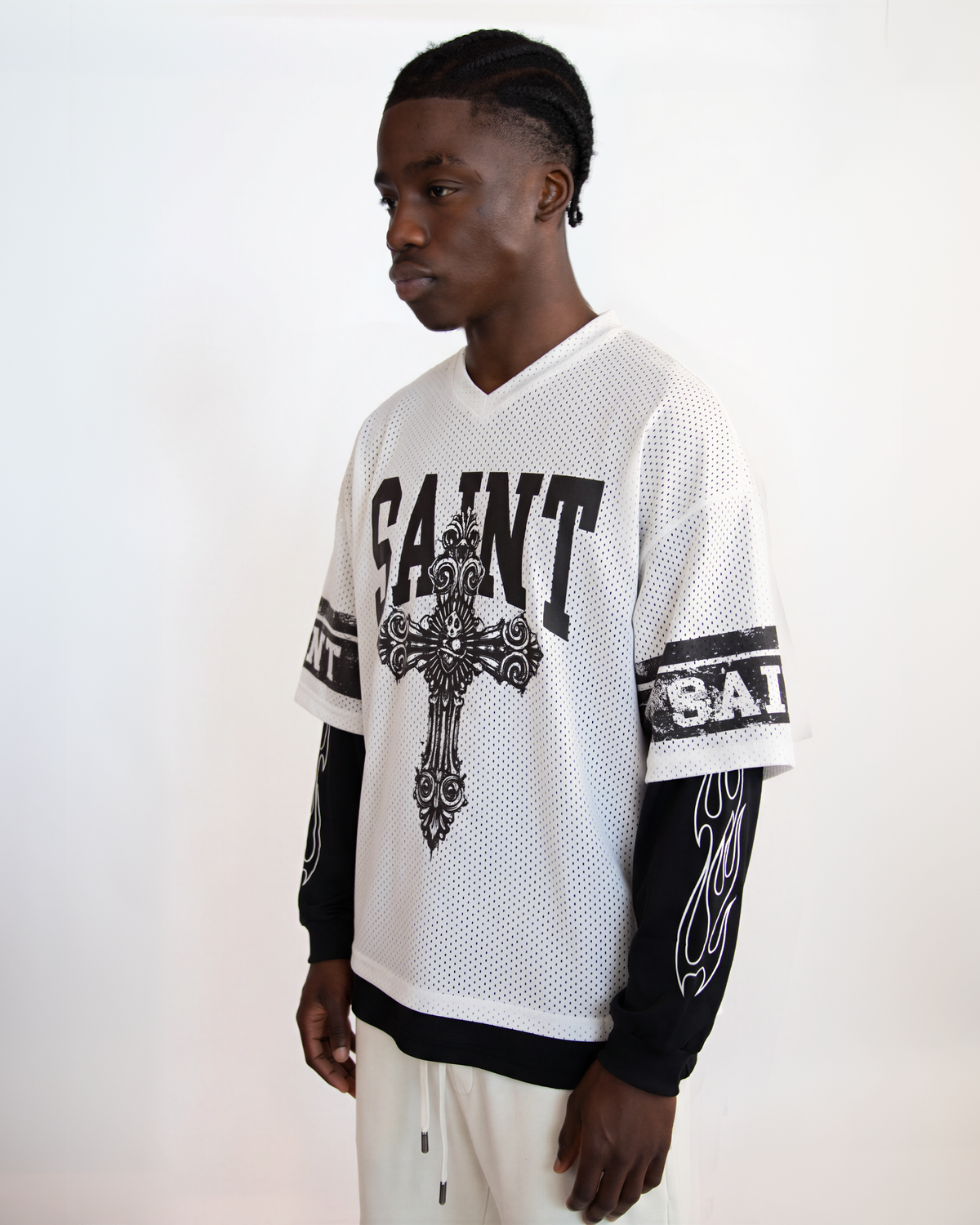 ENCINO SAINT CROSS OVERSIZED GRAPHIC TWOFER TEE