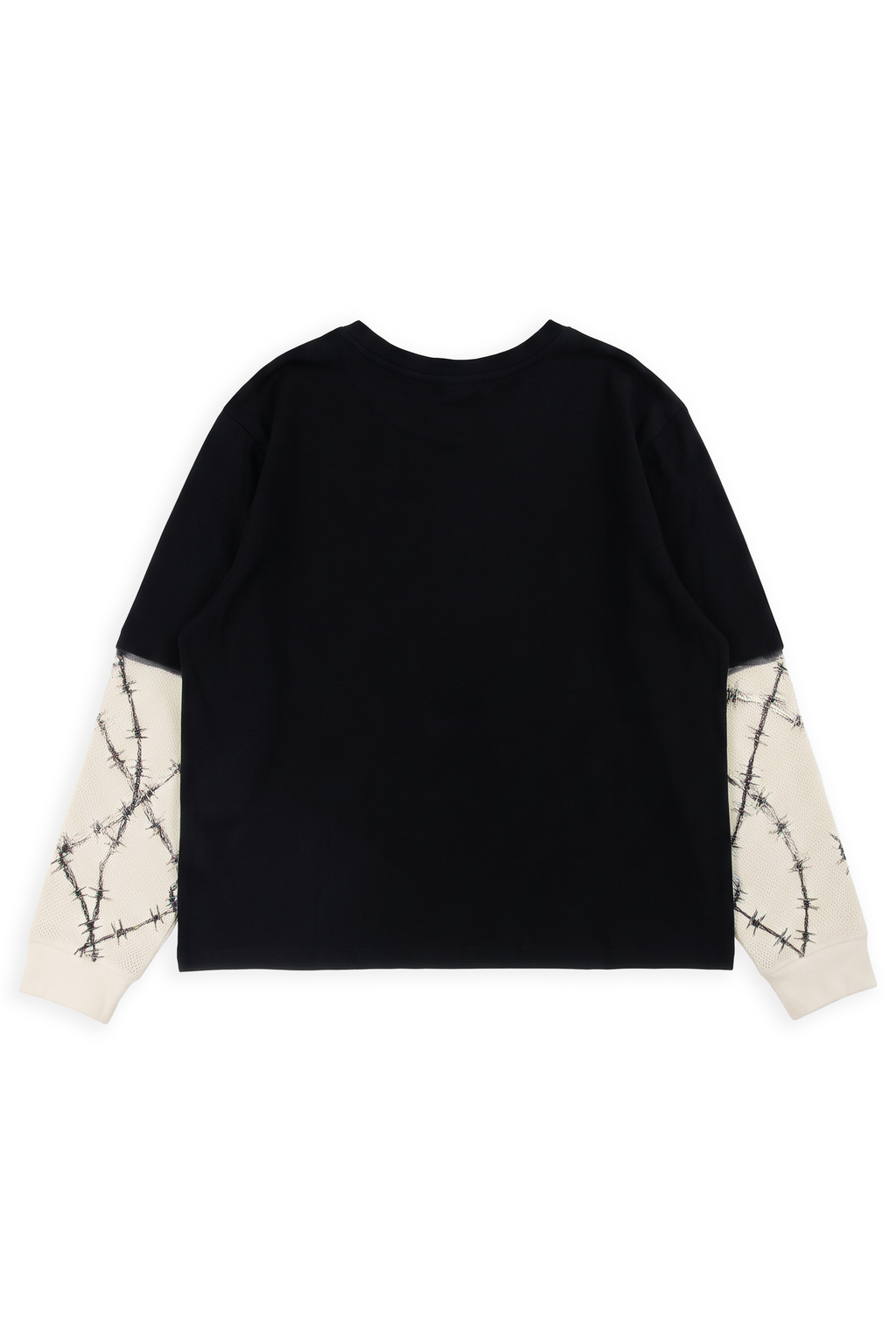 Method oversized twofer tee in black with NEVER BACK DOWN in gothic type across the hem