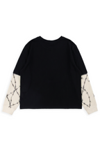 Method oversized twofer tee in black with NEVER BACK DOWN in gothic type across the hem