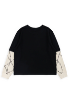Method oversized twofer tee in black with NEVER BACK DOWN in gothic type across the hem