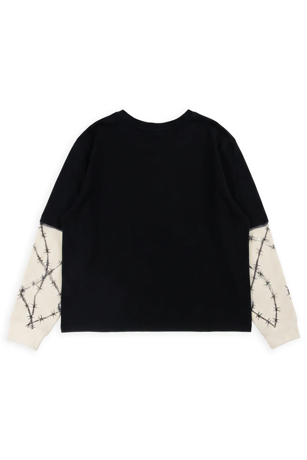 Method oversized twofer tee in black with NEVER BACK DOWN in gothic type across the hem
