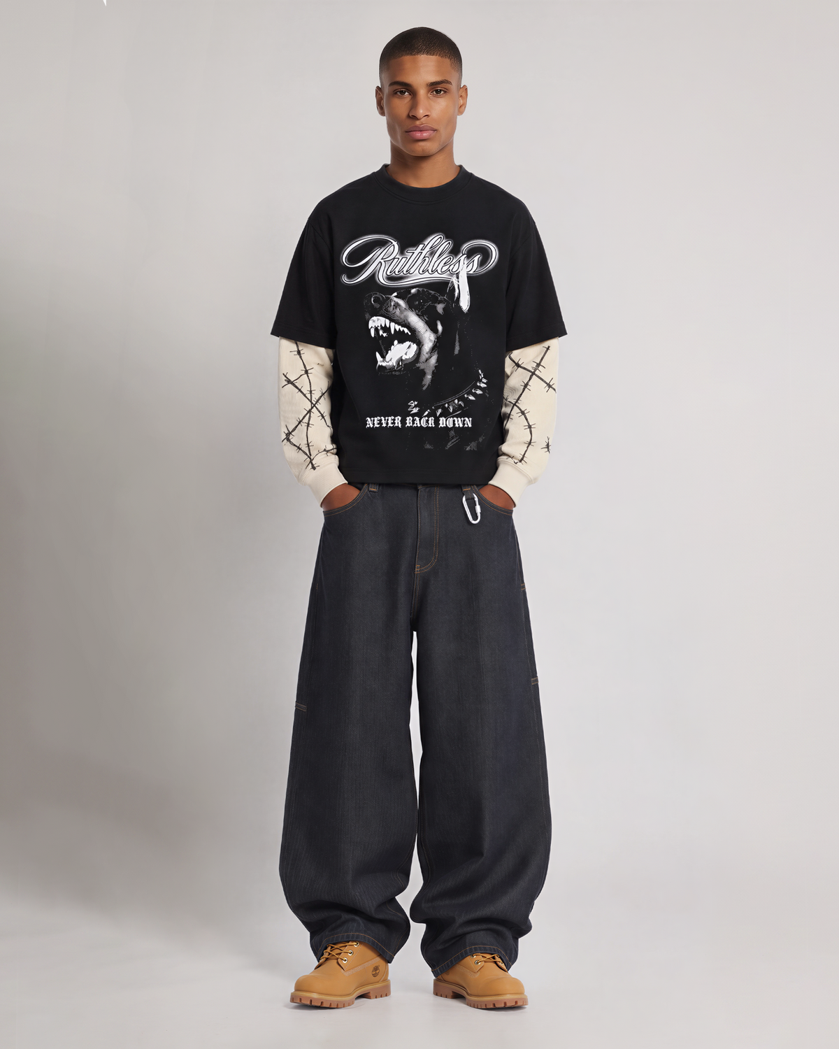 METHOD RUTHLESS DOG BARBED WIRE OVERSIZED TWOFER TEE