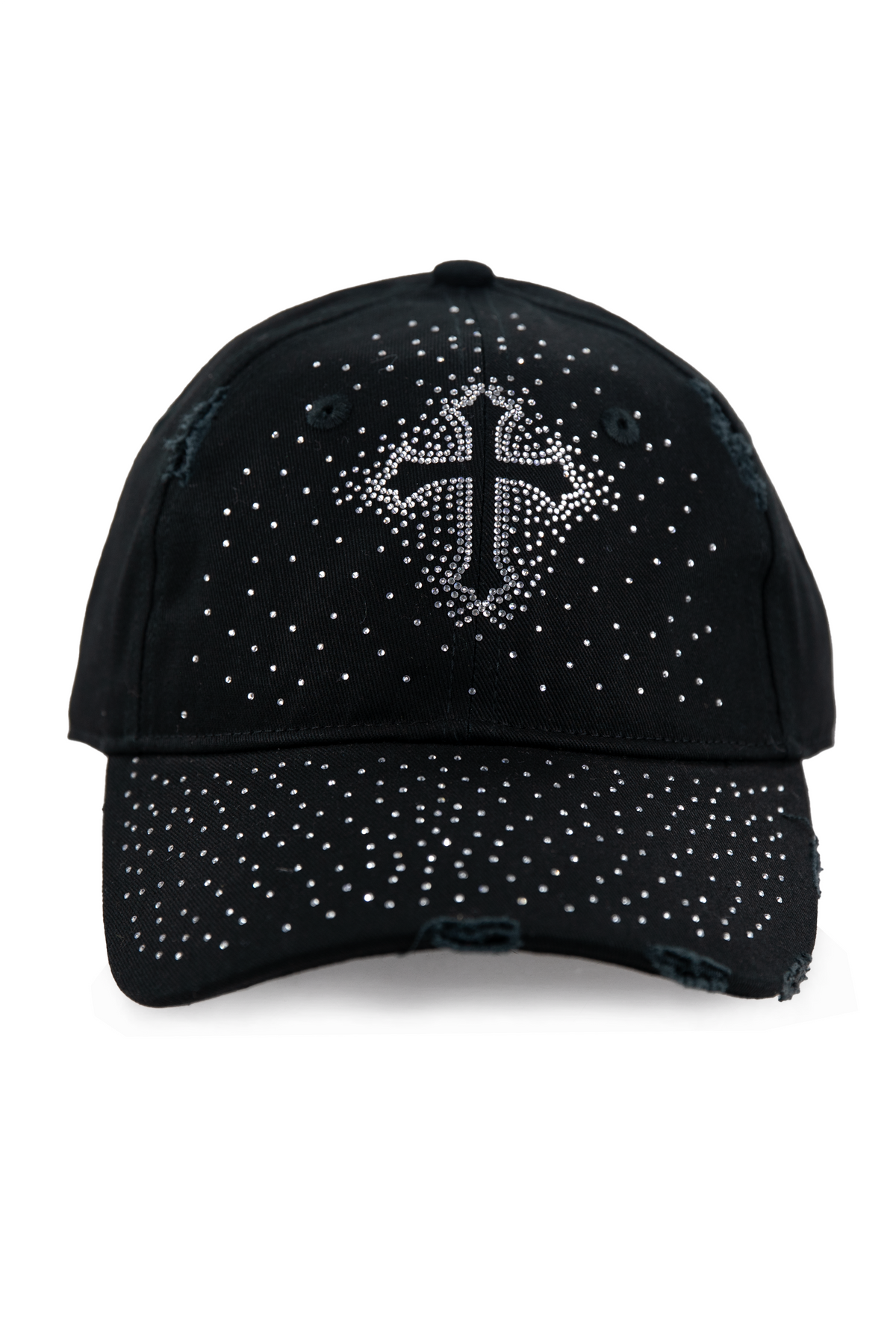 MIDNIGHT DISTRESSED RHINESTONE CROSS CAP
