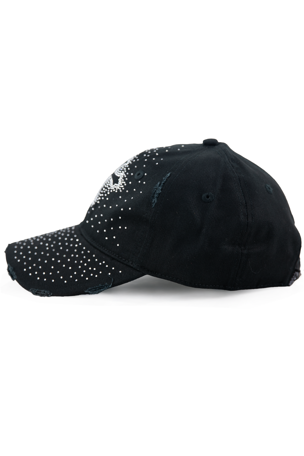 MIDNIGHT DISTRESSED RHINESTONE CROSS CAP