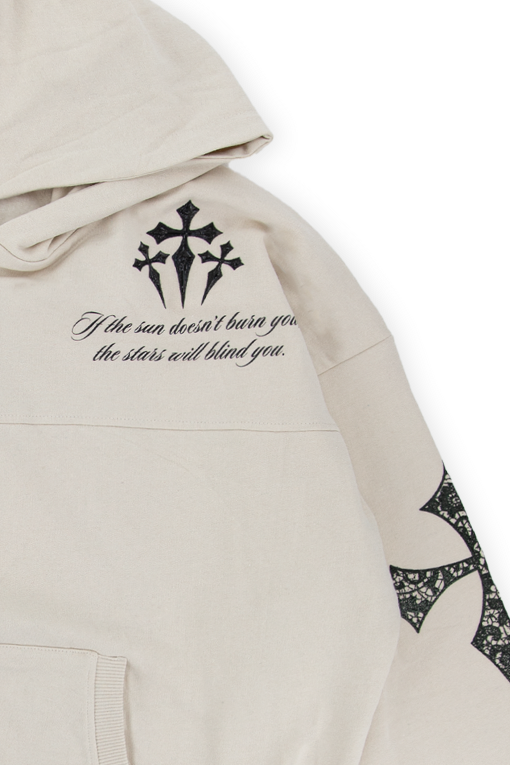 SABLE LACE CROSS OVERSIZED GRAPHIC ZIP UP HOODIE