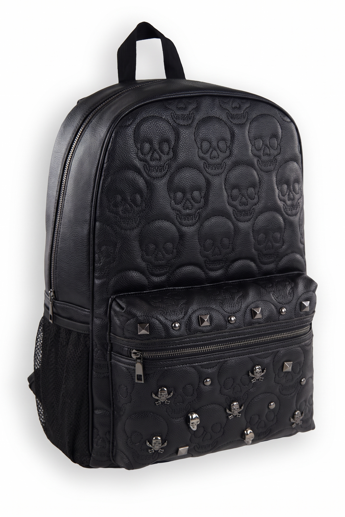 17" EMBOSSED SKULL STUDDED BACKPACK