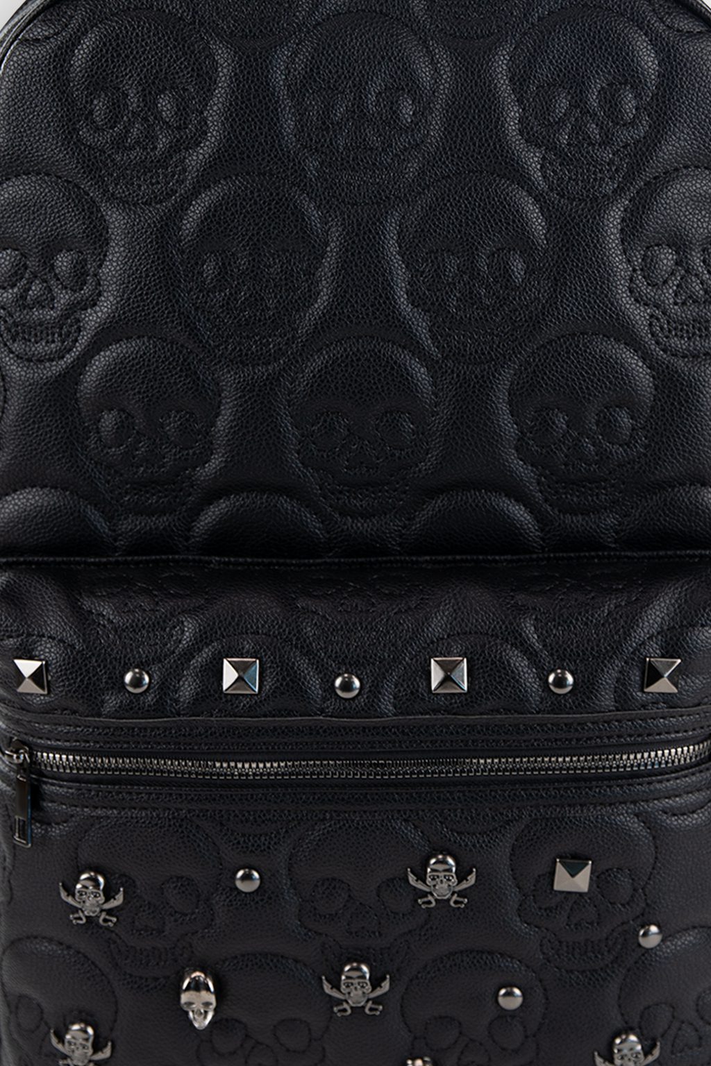 17" EMBOSSED SKULL STUDDED BACKPACK