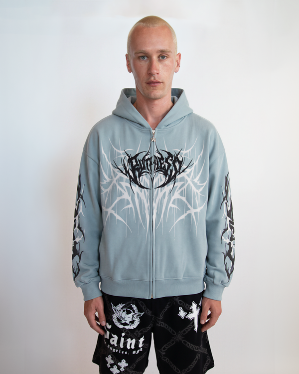 THORN RUTHLESS OVERSIZED GRAPHIC ZIP UP HOODIE