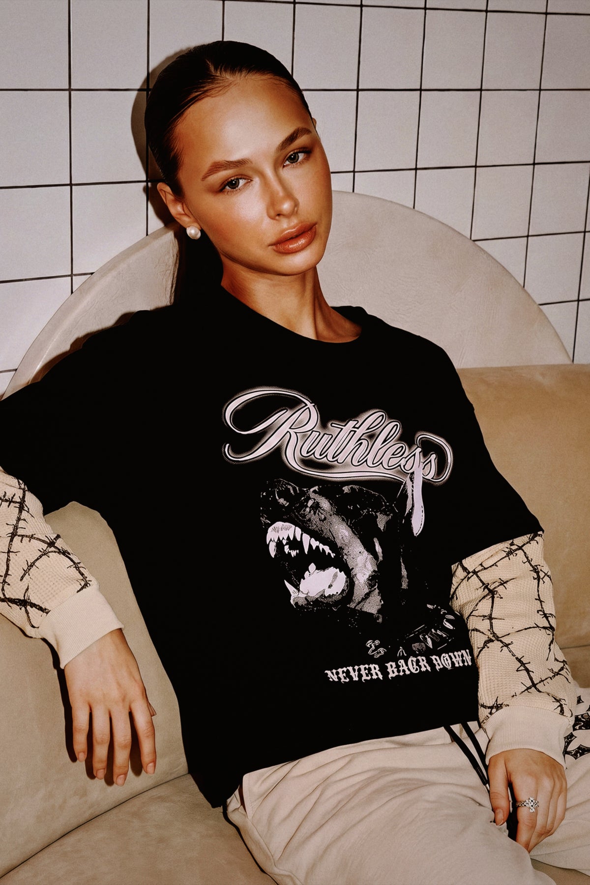 METHOD RUTHLESS DOG BARBED WIRE OVERSIZED TWOFER TEE