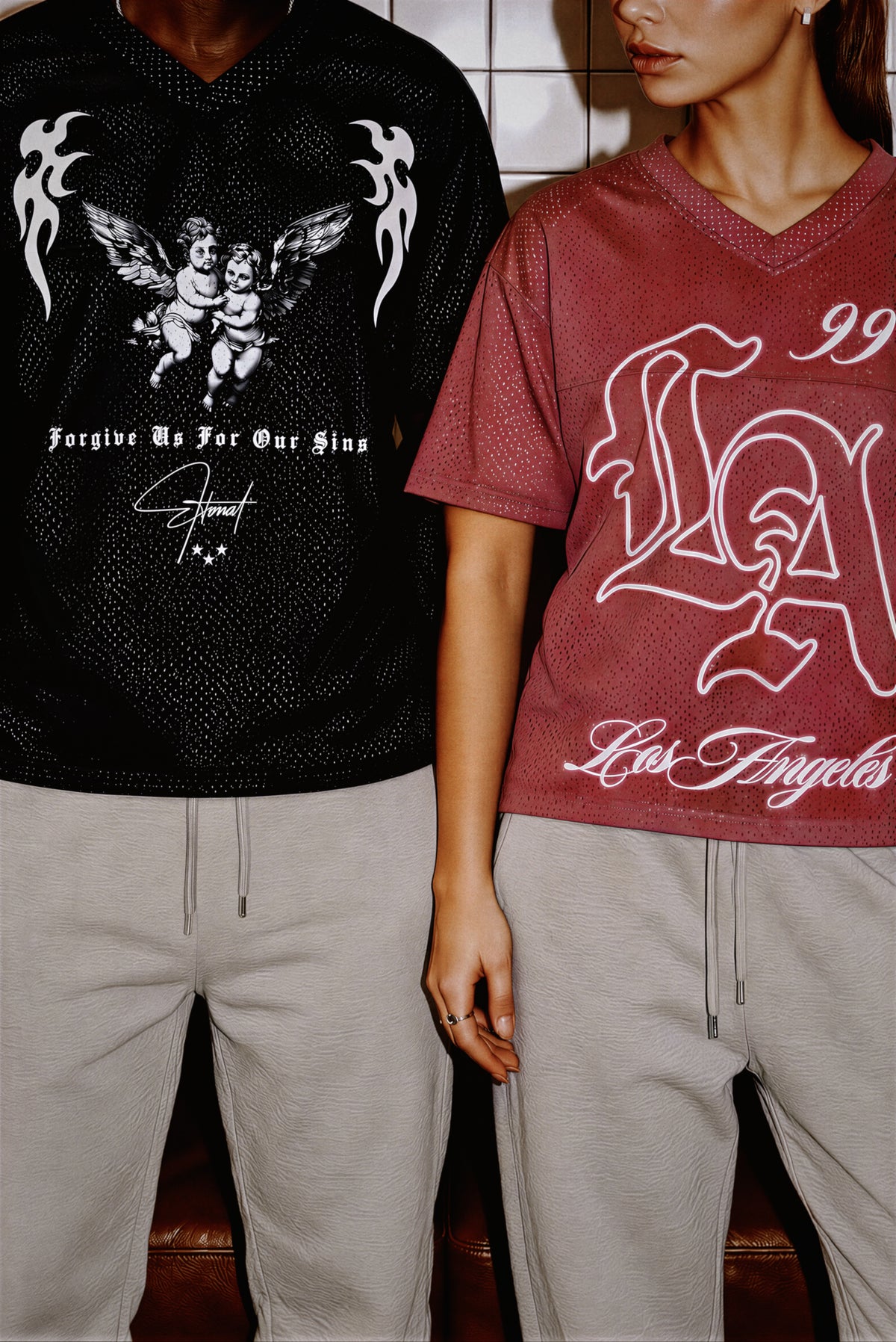 MIGUEL LA OVERSIZED GRAPHIC MESH JERSEY